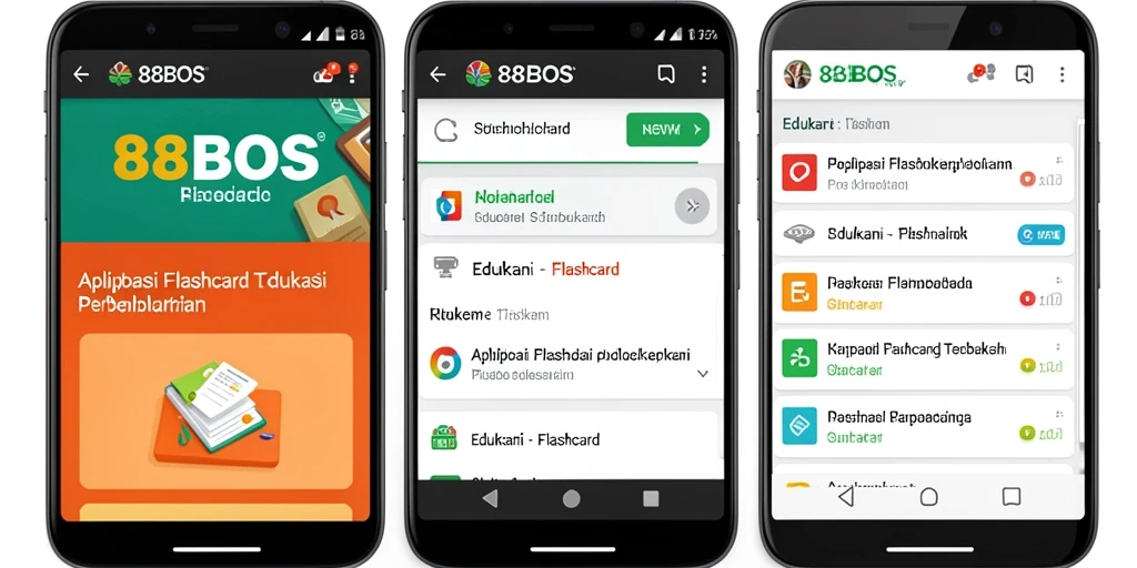 Tampilan antarmuka aplikasi Flashcard 88BOS yang user-friendly.