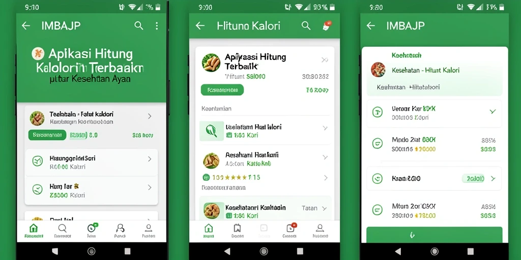 Antarmuka pengguna IMBAJP yang sederhana dan informatif untuk Hitung Kalori.