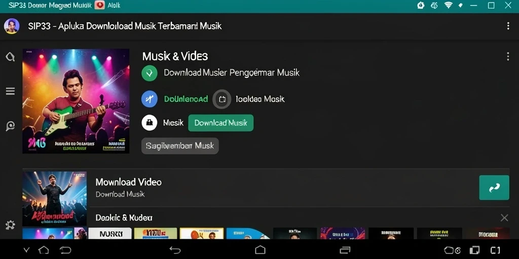 Antarmuka aplikasi SIP33 yang user-friendly untuk download musik.