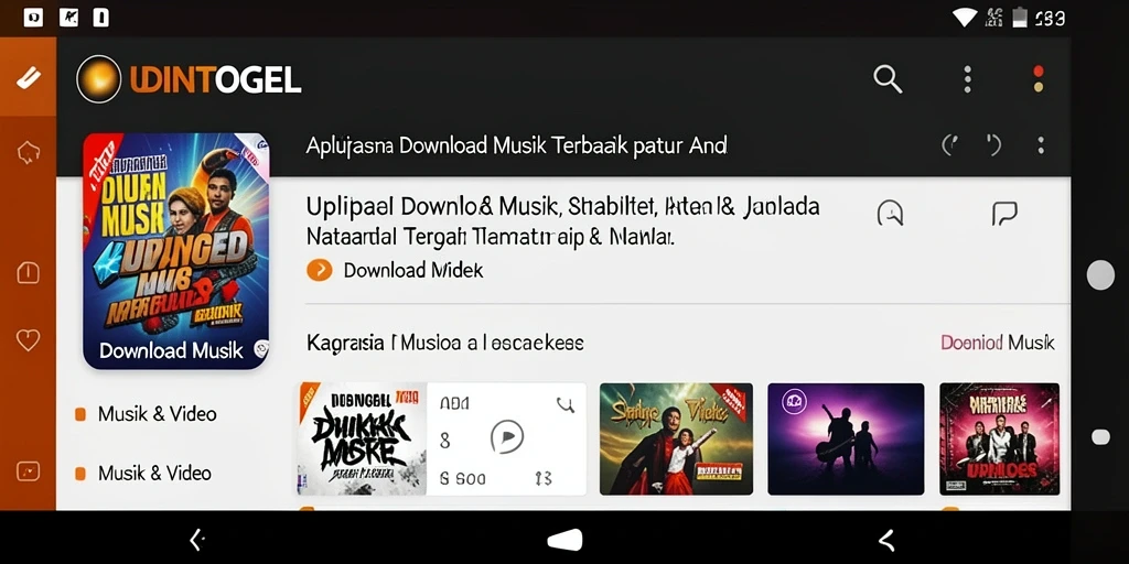 Tampilan antarmuka aplikasi Download Musik UDINTOGEL yang menarik dan mudah digunakan.